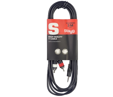Stagg SYC6/MPSB2CM E Y-kabel 3,5mm jack M naar RCA M 6m